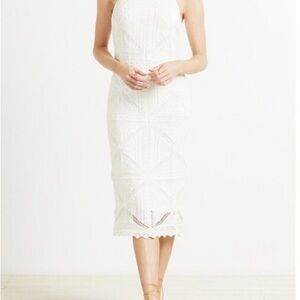 525 America Fauxchet Crochet Knit Midi Dress Ivory Small NWT Boho Sweater Dress